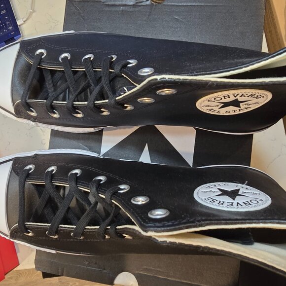 Converse Chuck Taylor All Star Lift Hi Black Leather Mens Size 10 Shoes Sneaker - Picture 8 of 10